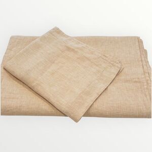 Saatva Heritage Flax Linen Queen Duvet Cover and Sham Pillow Case Set Beige